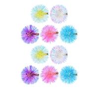 Alipis 10pcs Christmas Party Tinsel Pom Pom Hair Clips with Foil Strip and Glitter Design, Portable and Comfortable All-day Wear Hair Accessories at Birthday and Holiday Events
