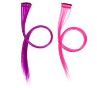 Alipis 10Pcs Colored Clip-in Hair Extension Straight Lightweight Hair Extensions for Women Party and Daily Use Natural Look Easy to Apply Includes Deep Purple and Rose Red