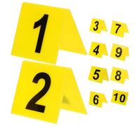 Alipis 10PCS Evidence Yellow Markers, Acrylic Crime Scene Number Markers 1-10, Double Sided Identification Plate Signage for Murder_Mystery Game Halloween Party Props, 2.48x2.16in