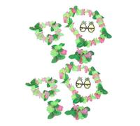 Alipis 10Pcs Hawaiian Costume Women Pineapple Sunglasses and Green Leaf Flower Crowns for Luau Parties Beach Vacations and Summer Gatherings