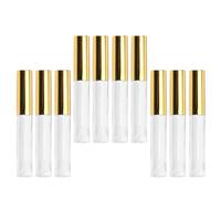 Alipis 10pcs Lip Gloss Tubes Transparent Circular Plastic Body Fashionable Lip Subpackaging Bottles for Women Portable Travel Cosmetic Containers Golden Caps