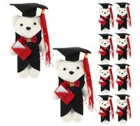 Alipis 10Pcs Mini Graduation Bears Class of 2026, Plush Stuffed Animal with Grad Cap for Flower Bouquet Decorations, Small Bear Dolls for University High School Party Favors, 4.72 Inch, Brown
