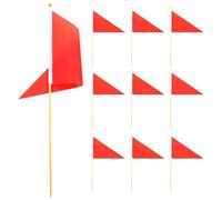 Alipis 10pcs Red Marking Flags with Bamboo Poles Flags for Garden Irrigation Lawn Dog Training Outdoor Landscape and Construction Use