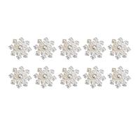 Alipis 10pcs Silver Alloy Flower Shape Pearl Patches for Sewing DIY Decorative Handicraft Supplies, Delicate Design for Wedding Craft and Art Lessons