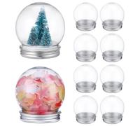 Alipis 10PCS Snow Globe Kit: 150ml Clear Plastic Snow Globe with Screw off Cap - Fillable Snowglobe Ornaments for DIY Crafts Christmas Keepsake Display Home Decoration