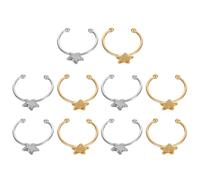 Alipis 10pcs Stainless Steel Rings Bezel for Crafting Open Cuff Star Shaped Cabochon Ring Bases with Polished Flat Tray Tarnish-resistant DIY Jewelry Making Kit for Women and Adults