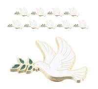 Alipis 10pcs White Peace Dove Brooch Pins for Women, Zinc Alloy Bird Lapel Pins with Olive Branch, Versatile Accessory with Meticulous Craftsmanship for Formal Occasions and Everyday Wear