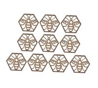 Alipis 10pcs Wooden Coasters with Hollow Bee Design Insulation Mats for Table Protection and Festive Wall Decoration Lightweight Cup Placemats for Wedding Party and Home Decor