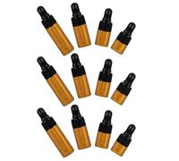 Alipis 12pc Mini Glass Dropper Bottles Dark Brown Small Portable Vials for Essential Oils Chemistry and Perfumes with Smooth Surface Suitable for Traveling 1ml 2ml 3ml 5ml Capacity