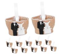 Alipis 12Pcs Burlap Wedding Favor Bags with Handles Mini Tote Pouches for Candy Chocolate and Jewelry Parties Anniversaries and Celebrations
