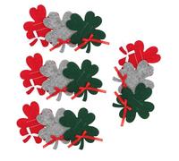 Alipis 12pcs Christmas Four Leaf Clover Felt Wallets Cash and Card Holders Bulk for Birthday Party Gift Red Green Gray Reusable Money Present Holders