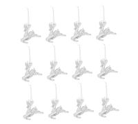 Alipis 12pcs Christmas Tree Topper Deer Ornaments Sparkling Glitter Hollow Treetop Decorations with Spring Bracket for Home Party Festival Use