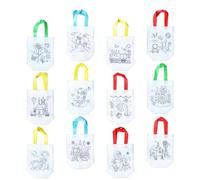 Alipis 12pcs DIY Nonwoven Foldable Shopping Bags, Portable Graffiti Coloring Tote Pouch, Art Craft Storage Handbag for Outdoor Walking and School Use Random Style