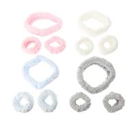 Alipis 12pcs Elastic Makeup Hairbands and Face Washing Headbands for Women, Soft Spa Headband with Wristband Set in Pink White Blue Grey, Suitable for Skincare Bath Shower Use