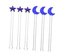 Alipis 12pcs Glass Star Moon Swizzle Sticks Cocktail Stirrers Glass Stir Rods for Mojito Drinks Stirring Cocktail Sticks Serving Appetizer Picks