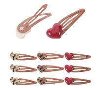 Alipis 12pcs Heart Shape Leopard Print Snap Hair Clips Set - Small Snap Barrettes for Women, Assorted Coffee, Red, and Apricot Colors, Cute Hair Accessories for School and Party
