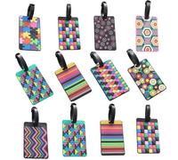 Alipis 12pcs Rubber Luggage Tags for Backpack and Handbag with Wear-Resistant Personal Information Labeling, Fashion Design Suitable for Travel and Airport Baggage Claim Assorted Style