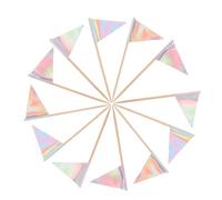 Alipis 12pcs Triangle Cake Flags in Iridescent Silver Stylish Dessert Cupcake Topper Picks for Cheese Platters Fruit Party Decorations Lightweight Appetizer Cocktail Toothpicks for