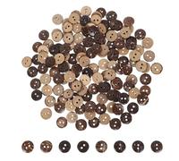 Alipis 150pcs Brown Wooden Buttons Coconut Shell Round Rustic Boho Lightweight Decorative Pattern Sweater Cardigan Buttons for Creative DIY Endeavors