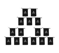 Alipis 15pcs Black Polyester Halloween Pirate Drawstring Bags with Skull Design, Spacious and Easy to Clean Treasure Pouches for Candy, Wedding Favors, and Party Supplies