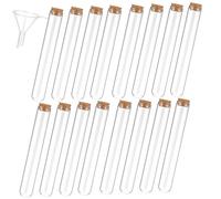 Alipis 16 Pcs Glass Test Tubes with Cork Stoppers Clear Sealing Bottles with Small Funnel for Scientific Experiments Candy Storage DIY Decorations