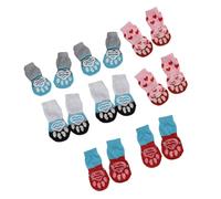 Alipis 16pcs Elastic Mouth Design Pet Socks for Dogs and Cats, Cotton Material with Anti-slip Colloidal Particles, Assorted Colours Warm Paw Protectors for Home Use