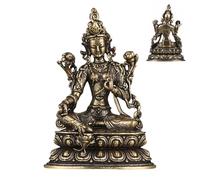 Alipis 1PC Buddha Statue, Small Brass Tara Figurine, Retro Buddhist Ornaments for Home Office Shelf Decor, Zen Tibetan Goddess Sculpture for Meditation Spiritual Blessing, 1.97in Golden