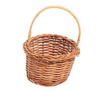 Alipis 1PC Mini Handmade Woven Basket with Handle Light Brown Decorative Micro Desktop Storage for Easter DIY Activities Creative Knitting Prop for Home and School Decor Diameter Height