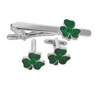 Alipis 1set Clover Cufflinks and Tie Clip Set Lightweight Business Shirt Accessories for Men and Women Versatile Dress Shirt Brooch with Tarnish-resistant Finish for Weddings and Formal