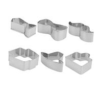 Alipis 1set Father's Day Cookie Cutters Food Safe Stainless Steel Molds for Baking Includes Briefcase Beard Tie Bow Tie Hat Suit Shapes for Cookies Pancakes More 6pcs