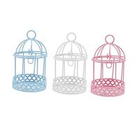 Alipis 1set Mini Birdcage Ornament Display Mini Cage Miniature Birdcage Fake Hanging Plants Bird Cage Tealight Holder Budgie Cage Delicate Tabletop Adornment Cage Decor Cool Wrought 3pcs