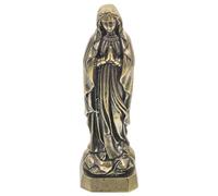 Alipis 2.48" Brass Virgin Mary Statue, Retro Miniature Catholic Figurine for Home Altar, Blessed Mother Figurine Desktop Ornament, Religious Religious Decor for Prayer, Bookshelf and Cabinet