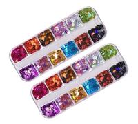 Alipis 2 Boxes Maple Leaf Manicure Sequin Nail Art Supplies Assorted Colour Pet Material, for Christmas Nail Art and Gel Polish Autumn Colours, Suitable for Professionals and Beginners