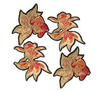 Alipis 2 Pairs Lucky Carp Embroidered Sequin Patches, Iron-on Fish Pattern Appliques for Canvas Bags and ’ Clothes, Traditional Chinese Lucky Animal DIY Sewing Embellishments