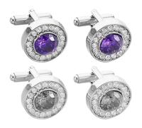 Alipis 2 Pairs Men round Zircon Shirt Cufflinks and Tuxedo Studs Set, Outstanding Workmanship, Stable and Practical Alloy Material for Wide Range of Occasions