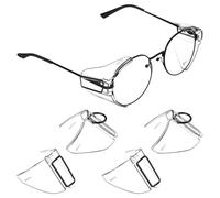 Alipis 2 Pairs Side Shields, Slip on Clear Safety Eye Shields, Universal Side Safety Protection for Small to Medium Eyeglasses, Flexible PC Eyewear Wing Protectors, Transparent