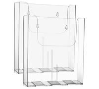 Alipis 2 Pcs A4 Acrylic Wall Mounted File Organizer with Adhesive and Screws, Business Brochure Holder and Office Magazine Rack for Wall Hanging Document Display