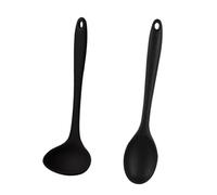Alipis 2 Pcs Black Silicone Rice Spoon and Soup Ladle Heat Resistant Kitchen Serving Utensils with Smooth Surface Non Deforming Meal Spoons for Household Cooking and Stirring