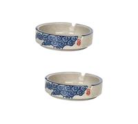 Alipis 2 pcs Ceramic Decorative Ashtray Blue Hand Painted Underglaze Finish Multi Functional Home and Hotel Desktop Ornament Easy Clean Living Room Supplies