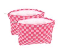 Alipis 2 Pcs Checkered Makeup Bag Zippered Travel Pouches Large Capacity Makeup Organizer for Women Stylish Cosmetic Storage Bags for Toiletries and Daily Use