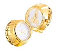 Alipis 2 Pcs Fashionable Clock Ring Watch for Men and Women, Stainless Steel Alloy Material, Easy to See the Time, Decorative, Suitable for Every Day and Party Use, Elegant Round Dial
