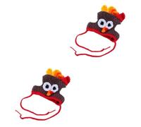 Alipis 2 pcs Handmade Knitted Turkey Hat for Pets Cute Photo Prop Costume for Cats and Dogs Safe Odor Party Accessory Halloween Pet Headpiece