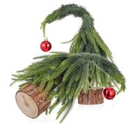 Alipis 2 Pcs Mini Christmas Desk Trees with Wooden Base Small Artificial Pine Needle Tabletop Decorations for Indoor Holiday Festive Atmosphere Lightweight PE Material for Christmas Desk