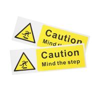 Alipis 2 Pcs Self Adhesive Floor Safety Signs for Indoor Stairs Bright Watch Your Step Stickers with High Visibility Caution Mind the Step Labels for Workplace and Home Safety