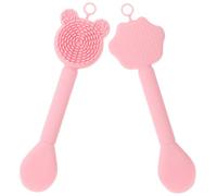 Alipis 2 Pcs Silicone Face Mask Brush Double-end Facial Mask Applicator Pink Facial Cleansing Brush and Skincare
