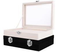 Alipis 2 Pcs Velvet Jewelry Boxes with Observation Window and Lock Closure Design for Organizing Rings, Earrings, Brooches, and Cufflinks, for Jewelry Display and Secure Storage