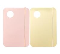 Alipis 2 Sets Acrylic Makeup Mixing Palettes with Foundation Spatulas, Cosmetic Blending Trays for Professional Makeup Artists, Pink and Gold Palette Kits for Foundation Mixing and