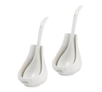 Alipis 2 Sets Ceramic Soup Ladle with Delicate Spoon Stand Multi-use Spoon Container Kitchen Utensil Holder for Home Dining Table and Cooking Use