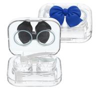 Alipis 2 Sets Cute Contact Lens Case Plastic Portable Storage Box | One-piece Lid, Bow Cartoon Style, Wear-resistant Sturdy Build, for Short-sighted Friends and Family