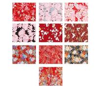Alipis 2 Sets Japanese Style Cotton Patchwork Fabric Bundle Floral Plain Pattern Soft Handmade Quilting Cloth for Sewing DIY Scrapbooking Craft Materials